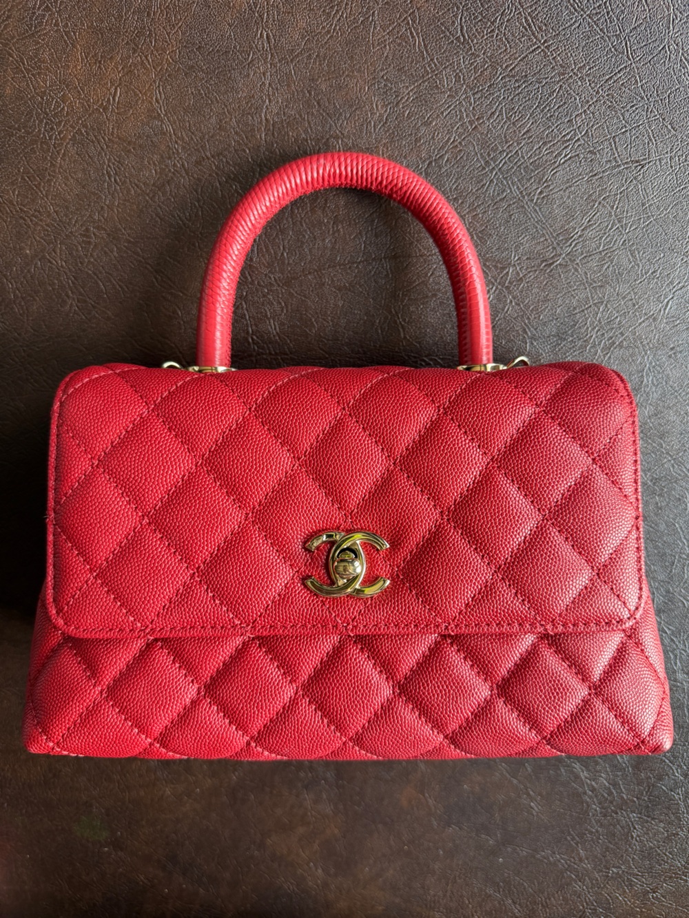 Chanel Caviar Lizard Embossed Quilted Mini Coco Handle Flap Bag - Picture 2 of 13